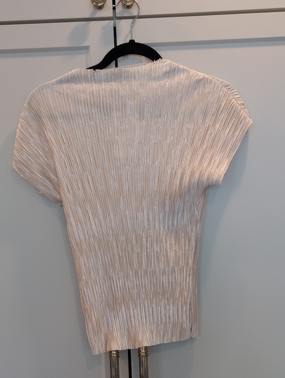 Zara Pleated Short Sleeve Top in Light Cream